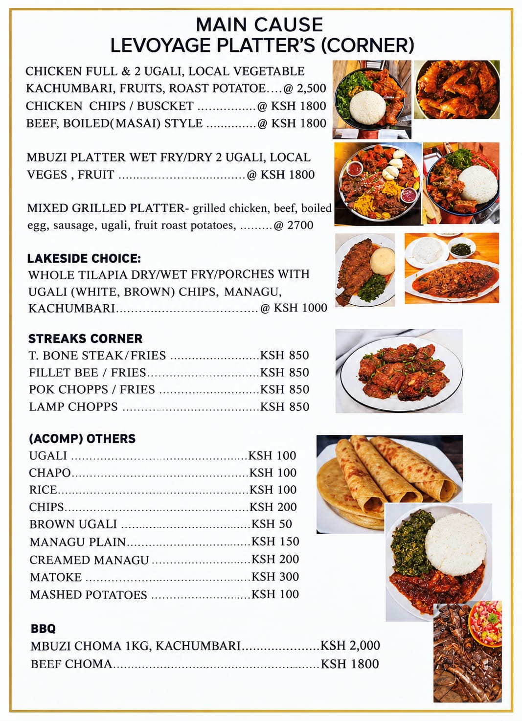 LE-VOYAGE main course and grilled platters menu